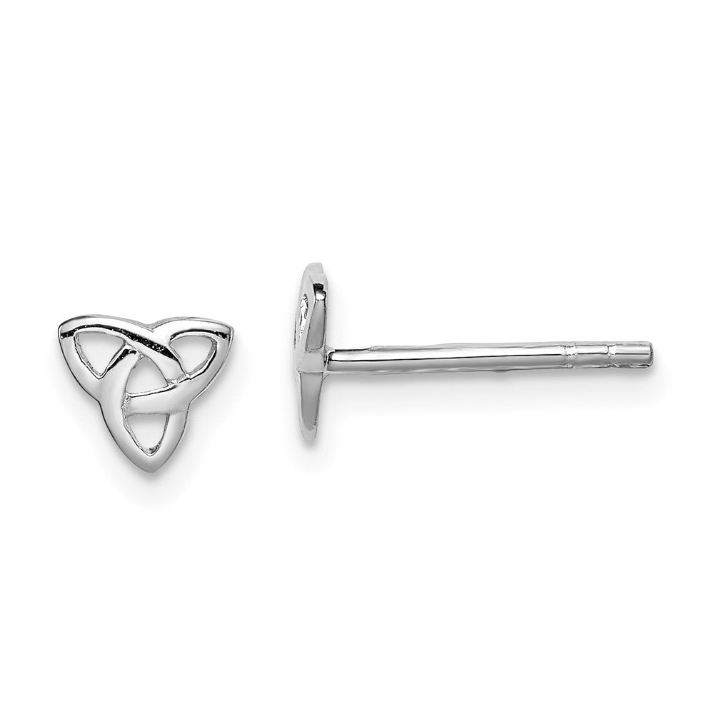 Sterling Silver Rhodium-plated Polished Celtic Knot Post Earrings, 5 x 7 mm
