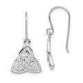 Sterling Silver Rhodium-plated Polished Celtic Knot Dangle Earrings, 28 x 15 mm