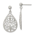 Sterling Silver Polished Twisted & Diamond-cut Teardrop Post Dangle Earring, 31 x 18 mm