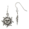 Sterling Silver Sun Earrings, 32 x 17 mm