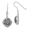 Sterling Silver & Black Rhodium CZ Floral Filigree Dangle Earrings, 40.6 x 17.2 mm