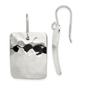 Sterling Silver Polished & Hammered Rectangle Dangle Earrings, 40 x 23 mm