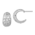 Sterling Silver Rhodium-plated Textured Post Hoop Earrings, 18.9 x 11.2 mm