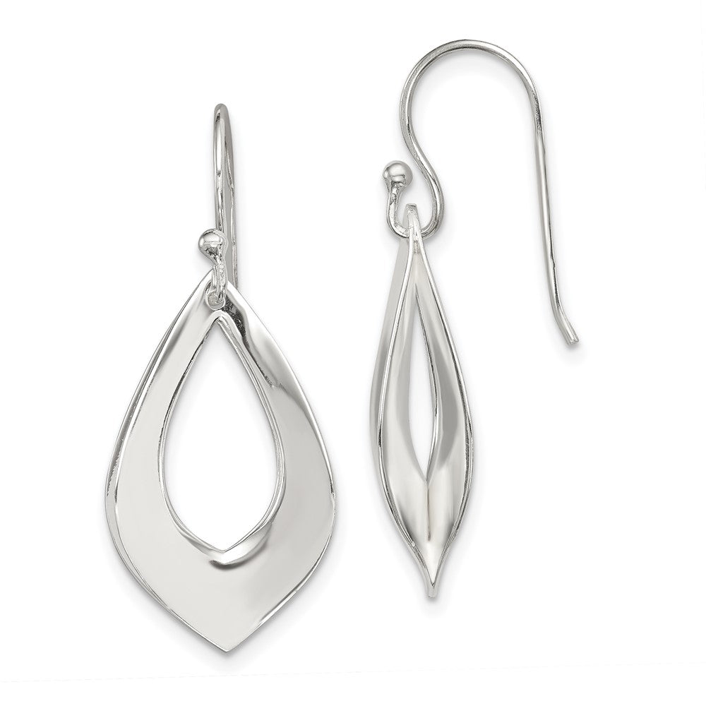 Sterling Silver Polished Teardrop Dangle Earrings, 36 x 16 mm