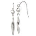 Sterling Silver Polished Bead & Elongated Oval Dangle Earrings, 45 x 5 mm