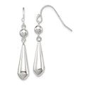 Sterling Silver Polished Beaded Teardrop Dangle Earrings, 41 x 7 mm