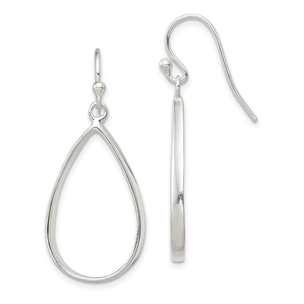 Sterling Silver Polished Teardrop Dangle Earrings, 40 x 19 mm