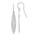 Sterling Silver Polished Filigree Marquise Shaped Dangle Earrings, 47 x 7 mm