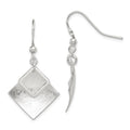 Sterling Silver Polished & Textured Double Diamond Shape Dangle Earrings, 38 x 21 mm