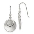Sterling Silver Polished & Brushed Double Circle Dangle Earrings, 35 x 17 mm