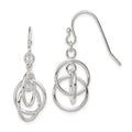 Sterling Silver Polished Intertwined Three Circle Dangle Earrings, 33 x 12 mm