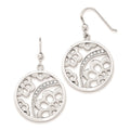 Sterling Silver Rhodium-plated CZ Floral Round Dangle Earrings, 41 x 25 mm