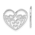 Sterling Silver Heart Earring Enhancers, 14.25 x 16.5 mm