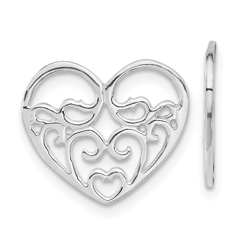 Sterling Silver Heart Earring Enhancers, 14.25 x 16.5 mm
