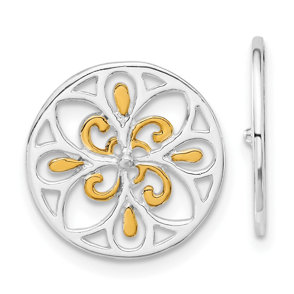 Sterling Silver Gold-tone Earring Enhancers, 15.2 x 15.2 mm