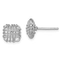 Sterling Silver Rhodium-plated Polished Square Post Earrings, 10 x 10 mm
