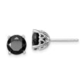 Sterling Silver Rhodium-plated Black Sapphire Post Earrings, 4 ct, 8 x 8 mm