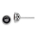 Sterling Silver Rhodium-plated Black Sapphire Post Earrings, 2 ct, 8 x 8 mm