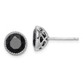 Sterling Silver Rhodium-plated Black Sapphire Post Earrings, 4 ct, 10 x 10 mm