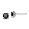 Sterling Silver Rhodium-plated Black Sapphire Post Earrings, 2 ct, 6 x 6 mm