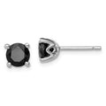 Sterling Silver Rhodium-plated Black Sapphire Post Earrings, 2 ct, 7 x 7 mm