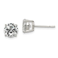 Sterling Silver Polished 7mm Round CZ Stud Earrings, 7 x 7 mm