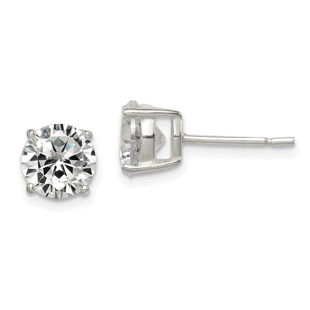 Sterling Silver Polished 7mm Round CZ Stud Earrings, 7 x 7 mm