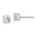 Sterling Silver Polished 6mm Round CZ Stud Earrings, 6 x 6 mm