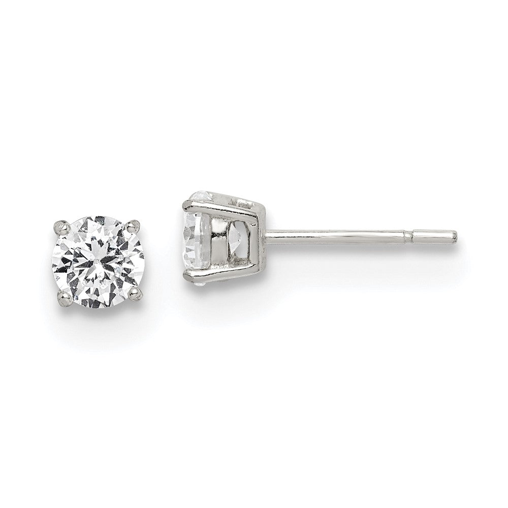 Sterling Silver Polished 5mm Round CZ Stud Earrings, 5 x 5 mm