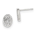 Sterling Silver Polished Oval CZ Post Earrings, 10 x 8 mm