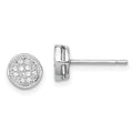 Sterling Silver Rhodium-plated Polished CZ 7mm Circle Post Earrings, 7 x 7 mm