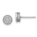 Sterling Silver Rhodium-plated Polished Pav‚ CZ 8mm Circle Post Earrings, 8 x 8 mm
