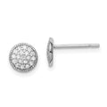 Sterling Silver Rhodium-plated Polished Pav‚ CZ 7mm Circle Post Earrings, 7 x 7 mm