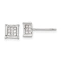 Sterling Silver Rhodium-plated Polished CZ Square Post Earrings, 7 x 7 mm