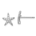 Sterling Silver Rhodium-plated CZ Micro pav‚ Starfish Post Earrings, 10 x 11 mm