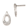 Sterling Silver Polished CZ Satin Teardrop Post Earrings, 18 x 10 mm