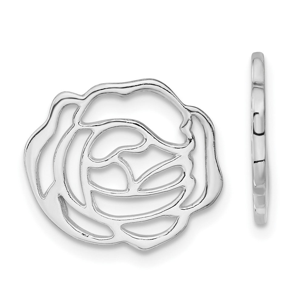 Sterling Silver Polished Rose Floral Earring Enhancers, 14.3 x 16 mm