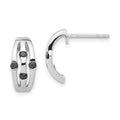 Sterling Silver Black CZ Post Earrings, 14.7 x 6.9 mm
