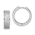 Sterling Silver Polished Rhodium-plated 3-row Hinged Hoop Earrings, 17 x 17 mm