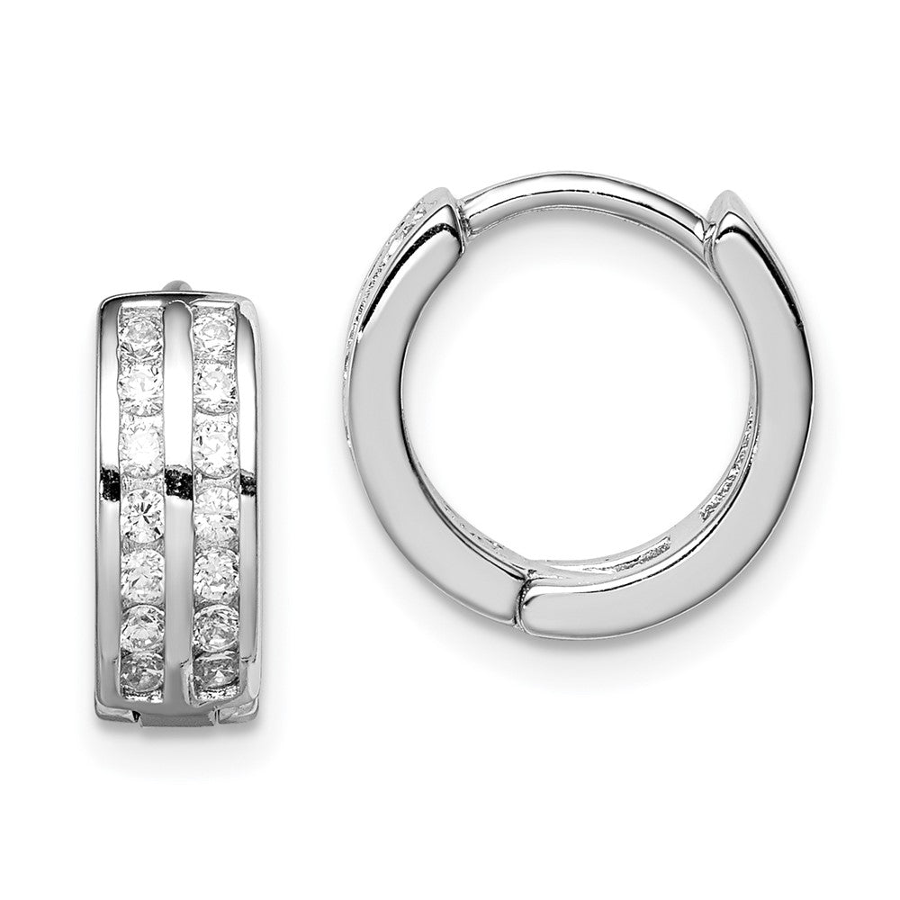 Sterling Silver Polished Rhodium-plated Hinged Hoop Earrings, 13 x 13 mm