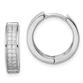 Sterling Silver Rhodium-plated 2-row Pav‚ Hinged Hoop Earrings, 17 x 17 mm