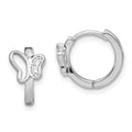 Sterling Silver Rhodium-plated Polished CZ Butterfly Hoop Earrings, 12 x 12 mm