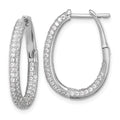 Sterling Silver Rhodium-plated CZ In/Out Hinged Post Hoop Earrings, 24 x 21 mm