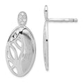 Sterling Silver Polished & Satin CZ Oval Post Earrings, 21.2 x 9.65 mm