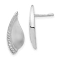 Sterling Silver Polished & Satin CZ Fancy Post Earrings, 21 x 8.5 mm