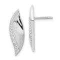 Sterling Silver Polished & Brushed CZ Fancy Post Earrings, 23.6 x 7.65 mm