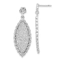 Sterling Silver Polished CZ Dangle Post Earrings, 38 x 13.5 mm