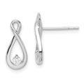 Sterling Silver Rhodium-plated Polished CZ Infinity Post Earrings, 15 x 8 mm
