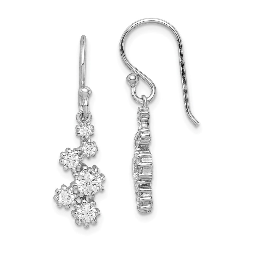 Sterling Silver Rhodium-plated Polished CZ Journey Dangle Earrings, 32 x 9 mm