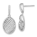 Pure Fire Sterling Silver CZ Oval Post Dangle Earrings, 28 x 12.75 mm